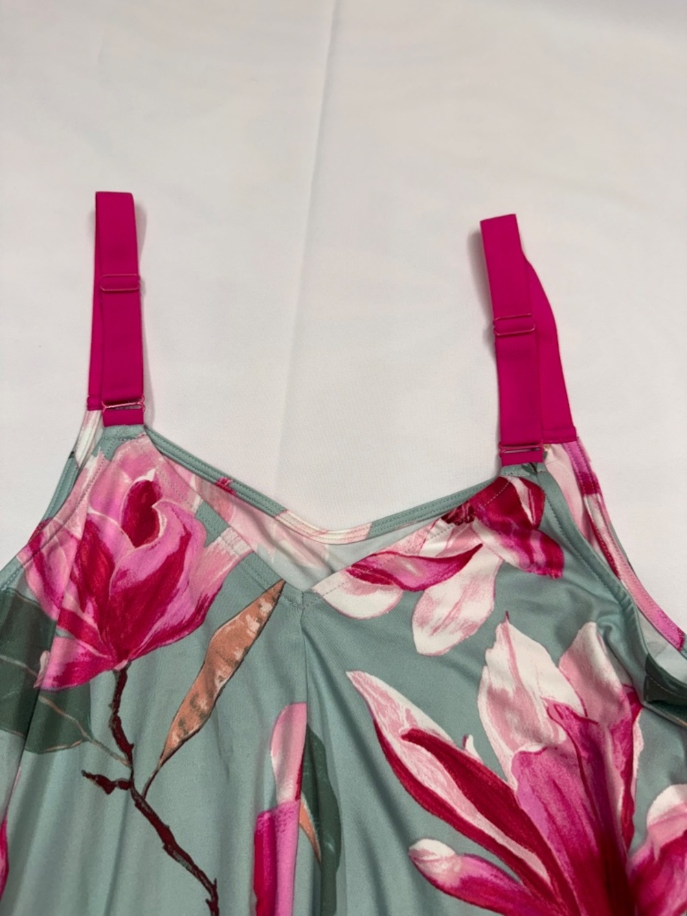 LILAC + LONDON $25 New Womens Medium Mint Green Pink Floral Tank Sleep Dress V16 - Picture 7 of 9